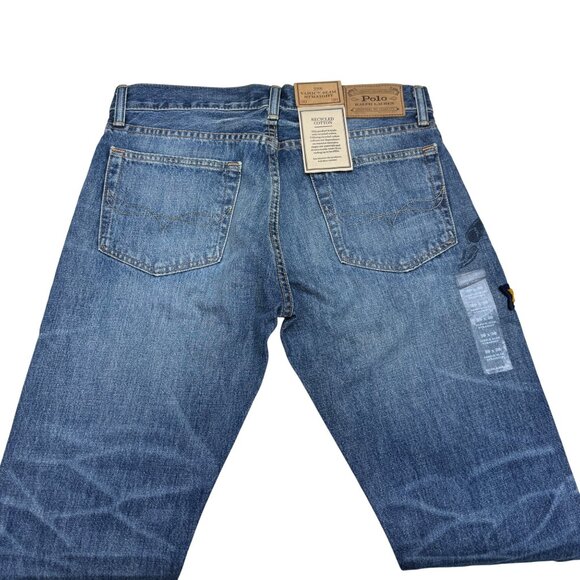 Polo Ralph Lauren Varick Slim Straight Blue Jean Men's Patched, Size 30 x 30 NWT - Picture 5 of 12